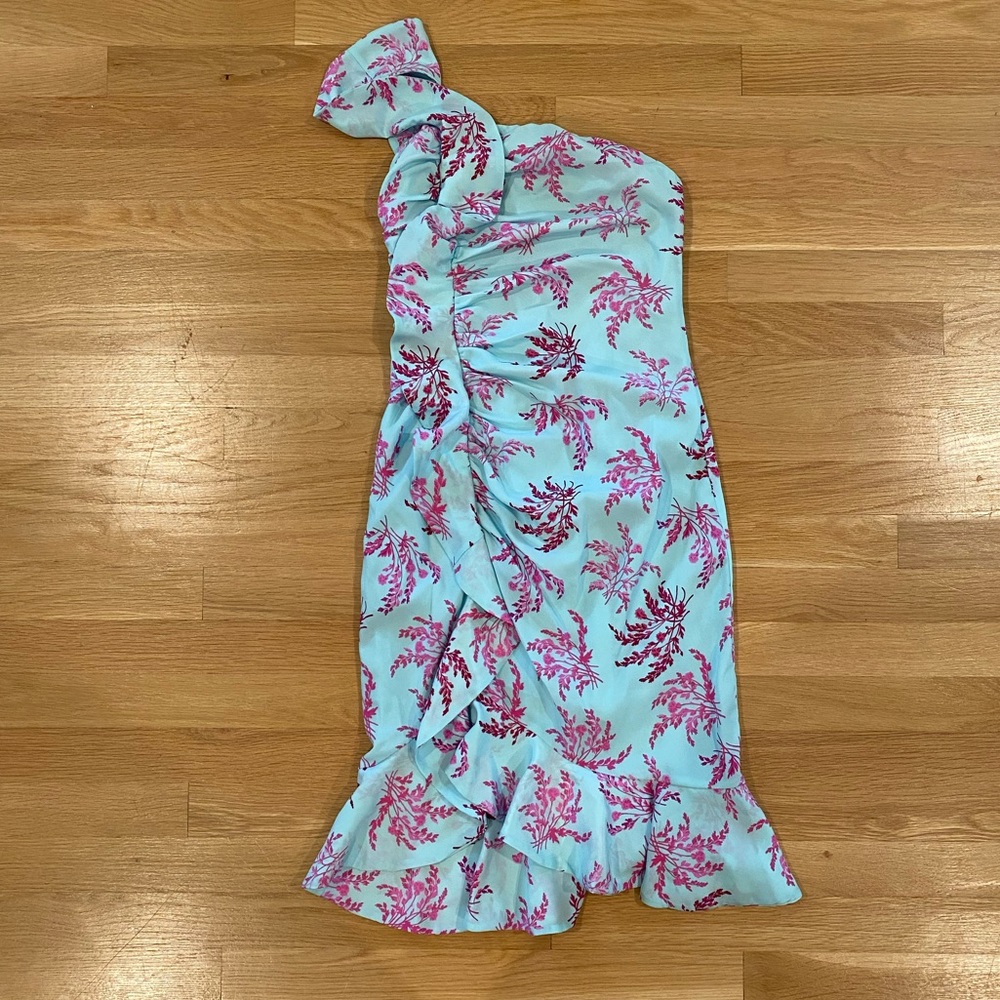 Likely blue and pink mini dress